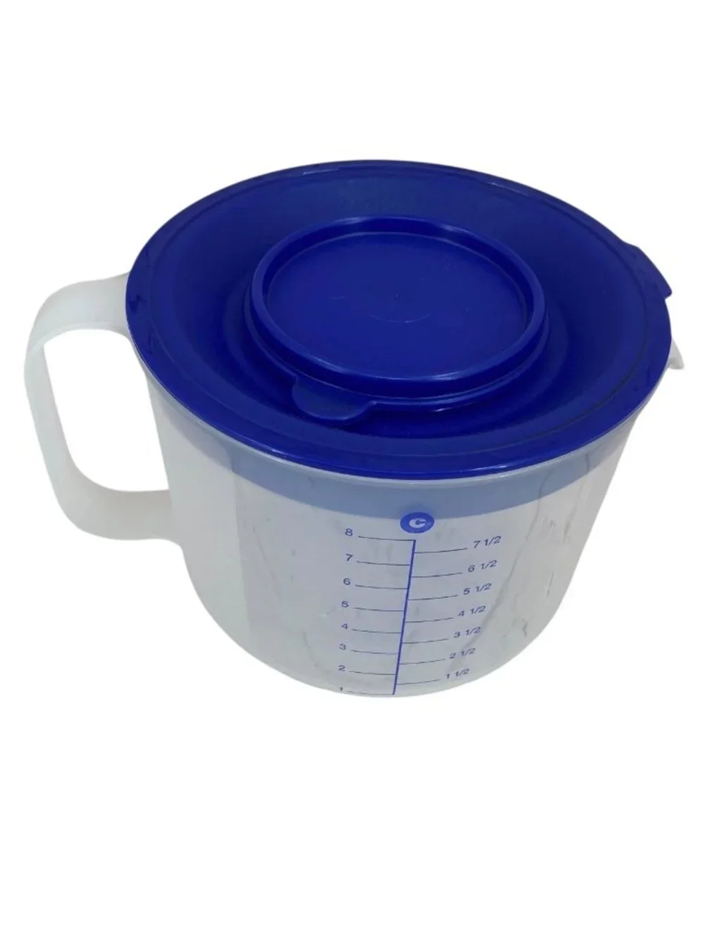 Tupperware Mix N Store 8 Cup Measuring Bowl Storage Measure & Blue Lid 1629E-2